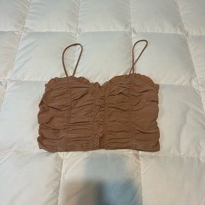 ZARA Beige Cinched Crop Tank